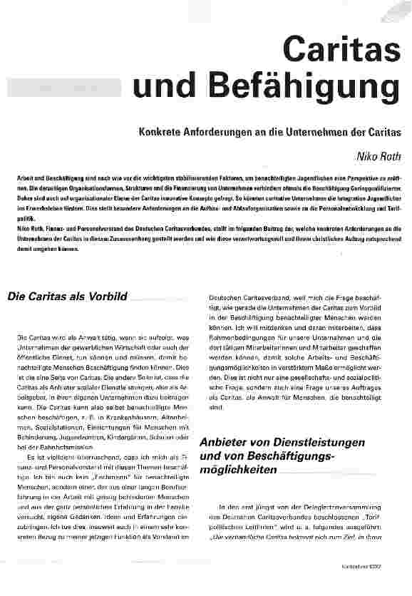 Vorschauseite 1: Caritas und Befähigung