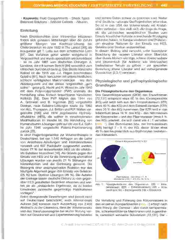 Vorschauseite 2: Volumenund Flüssigkeitsersatz - Physiologie, Pathophysiologie, Pharmakologie und klinischer Einsatz