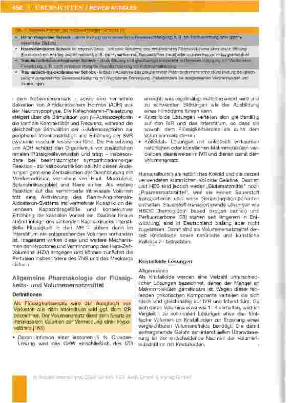 Vorschauseite 4: Volumenund Flüssigkeitsersatz - Physiologie, Pathophysiologie, Pharmakologie und klinischer Einsatz