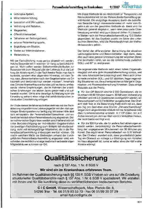 Vorschauseite 2: Personalbedarfsermittlung im Krankenhaus orientiert an Leistungen oder Erlösen?