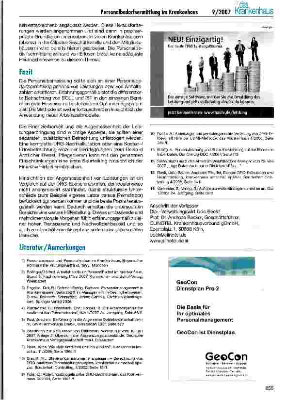 Vorschauseite 6: Personalbedarfsermittlung im Krankenhaus orientiert an Leistungen oder Erlösen?