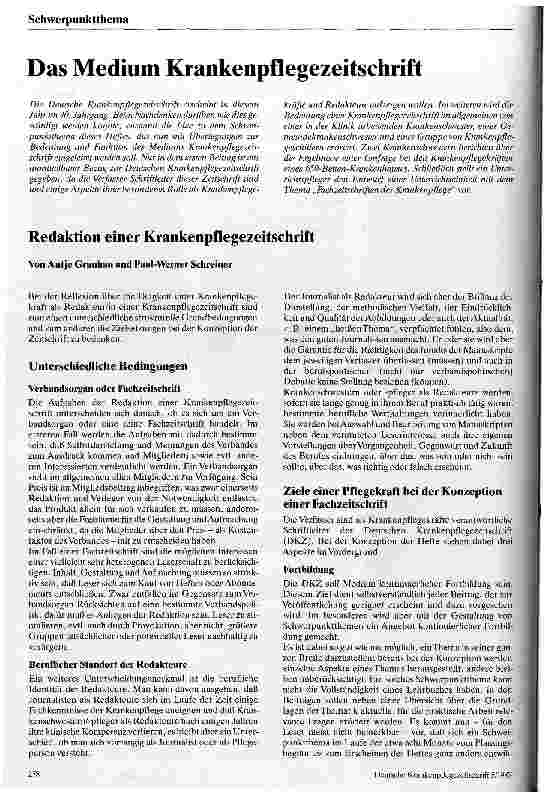 Vorschauseite 1: Redaktion einer Krankenpflegezeitschrift
