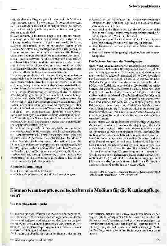 Vorschauseite 2: Redaktion einer Krankenpflegezeitschrift