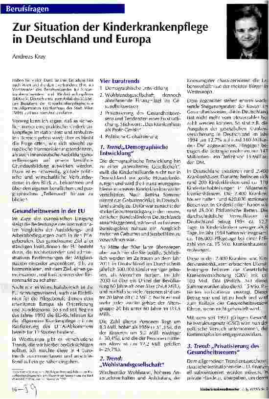 Vorschauseite 1: Zur Situation der Kinderkrankenpflege in Deutschland und Europa