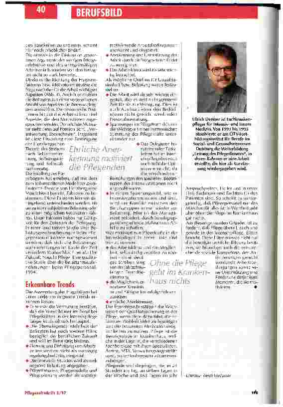Vorschauseite 5: Pflege braucht Eliten, auch in der Intensivpflege? Was motiviert Pflegekräfte auf Intensivstationen?