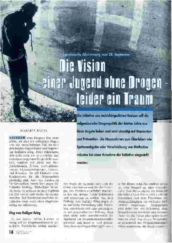 Vorschauseite 1: Die Vision einer Jugend ohne Drogen - leider ein Traum Eidgenössische Abstimmung vom 28. September
