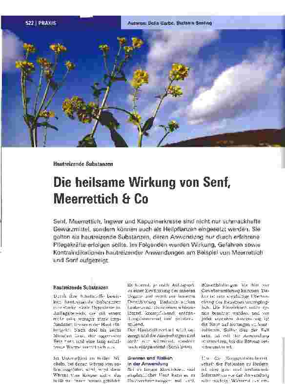 Vorschauseite 1: Hautreizende Substanzen - Die heilsame Wirkung von Senf, Meerrettich & Co