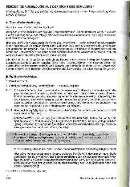 Vorschauseite 1: Derzeitige Ausbildung aus Sicht des Schülers