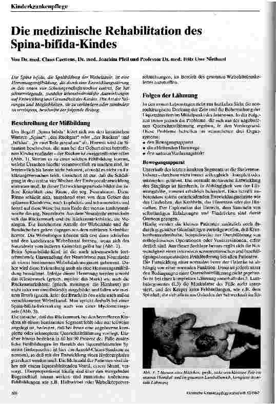 Vorschauseite 1: Die medizinische Rehabilitation des Spina bifida Kindes