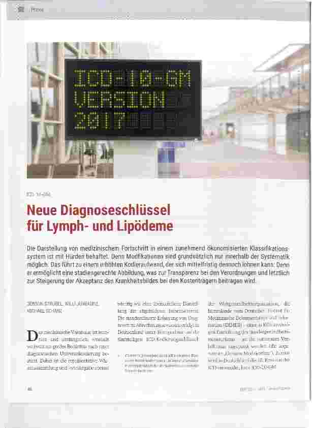 Vorschauseite 1: Neue Diagnoseschlüssel für Lymphund Lipödeme