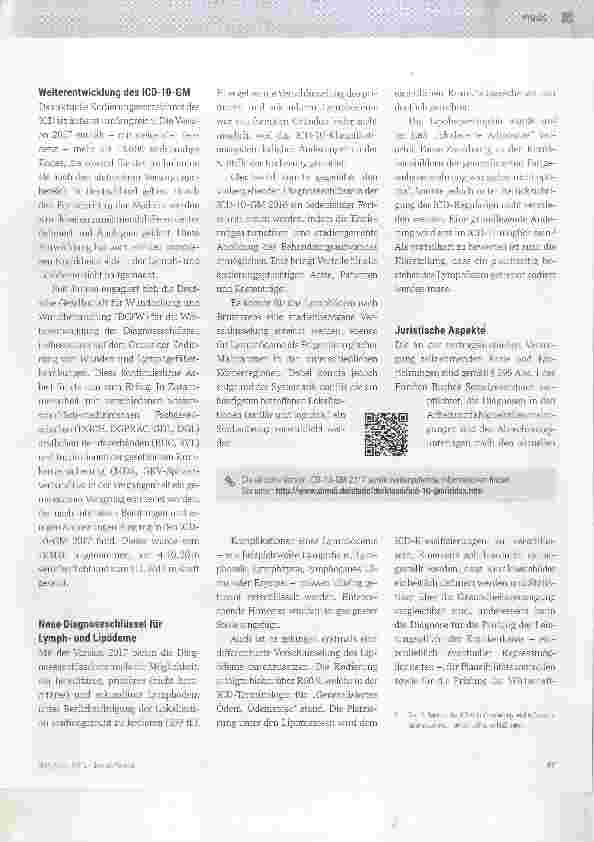 Vorschauseite 2: Neue Diagnoseschlüssel für Lymphund Lipödeme