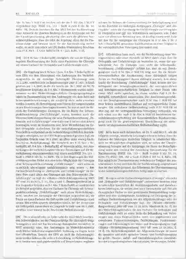 Vorschauseite 4: Vertragsarztrecht Nachbesetzung einer chirurgisehen Zulassung durch Orthopäden / Unfallehirurgen