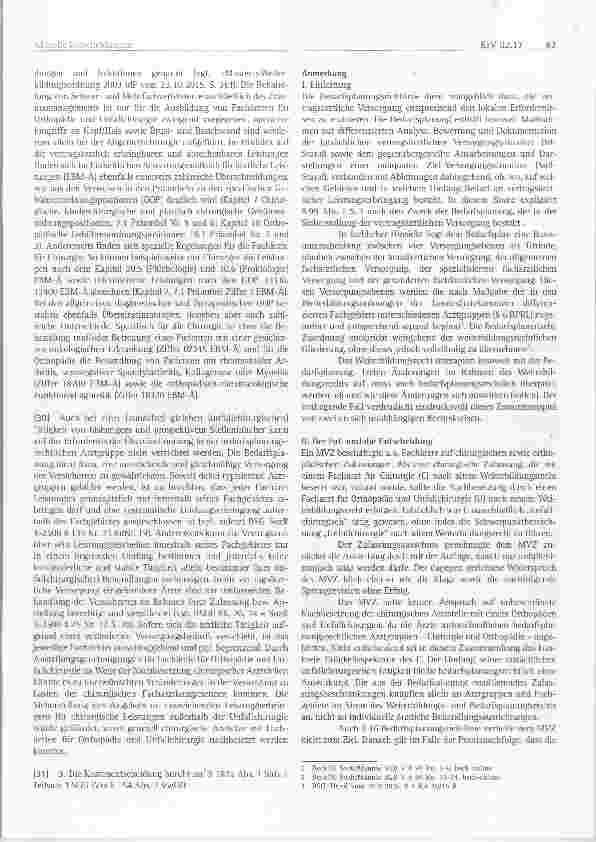 Vorschauseite 5: Vertragsarztrecht Nachbesetzung einer chirurgisehen Zulassung durch Orthopäden / Unfallehirurgen