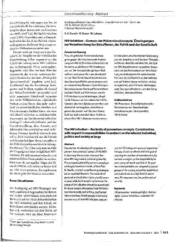 Vorschauseite 4: HIV-Infektion - Grenzen der Präventionskonzepte