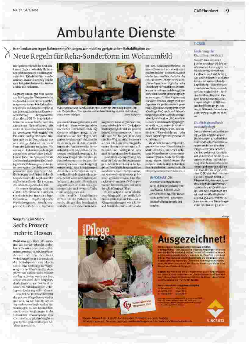 Vorschauseite 1: Neue Regeln für Reha-Sonderform im Wohnumfeld