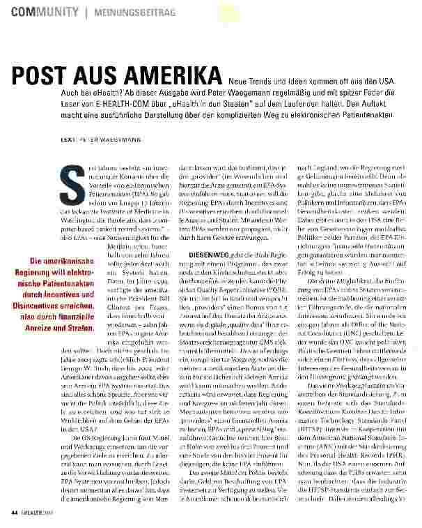 Vorschauseite 1: Post aus Amerika