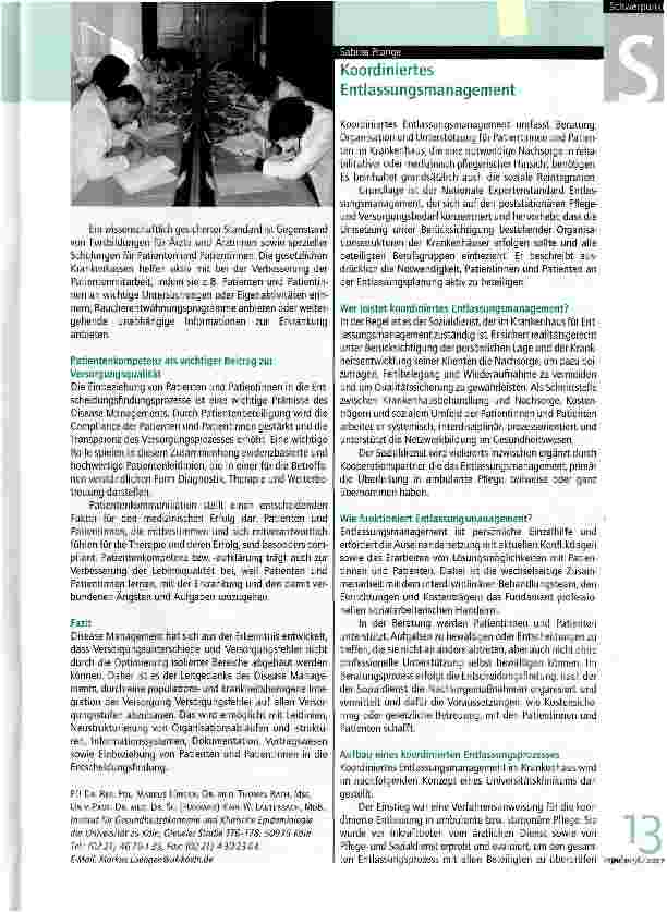 Vorschauseite 1: Koordiniertes Entlassungsmanagement
