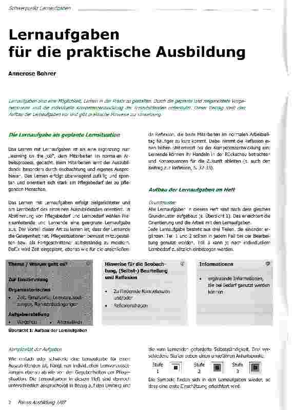 Vorschauseite 1: Lernaufgaben die praktische Ausbildung.