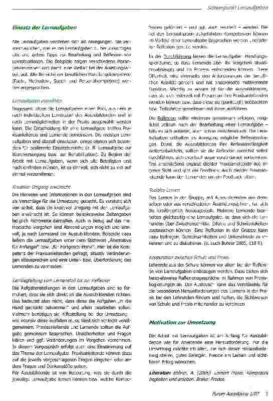 Vorschauseite 2: Lernaufgaben die praktische Ausbildung.