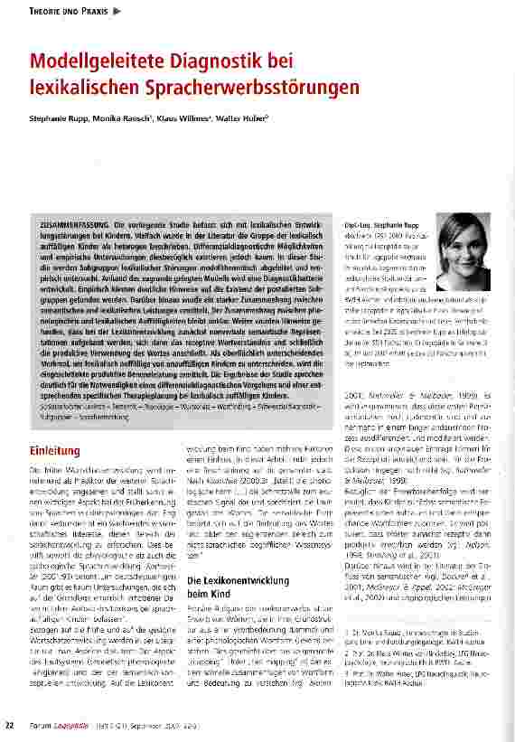 Vorschauseite 1: Modellgeleitete Diagnostik bei lexikalischen Spracherwerbsstörungen