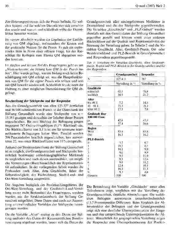 Vorschauseite 3: Qualitätsmanagement in der ärztlichen Praxis 2007Eine deutschlandweite Betragung niedergelassener Ärztinnen und Ärzte