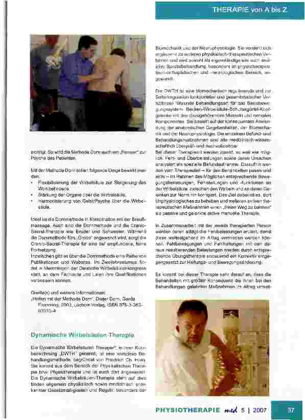 Vorschauseite 2: Therapien von A bis Z Teil IV D wie Dorn-Wirbelsäulentherapie/Dynamische Wirbelsäulen-Therapie/Dynamische Integration