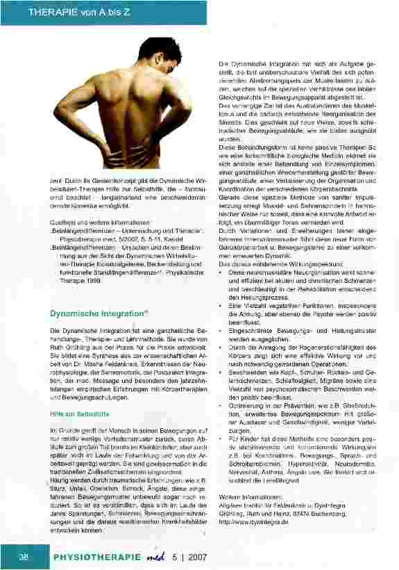 Vorschauseite 3: Therapien von A bis Z Teil IV D wie Dorn-Wirbelsäulentherapie/Dynamische Wirbelsäulen-Therapie/Dynamische Integration