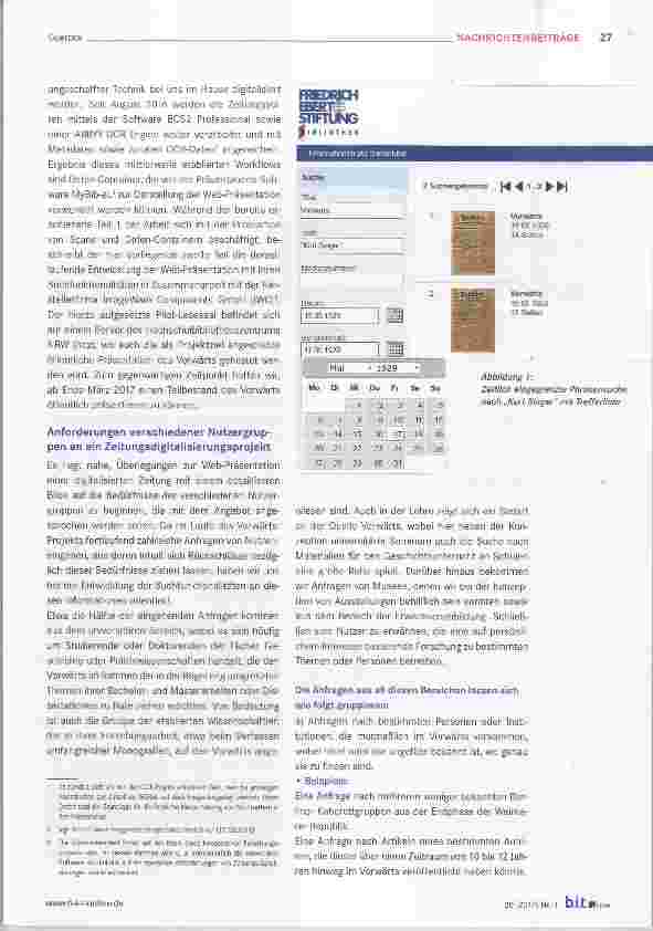 Vorschauseite 2: Das Projekt „Vorwärts bis 1933“: Digitalisierung und elektronische Präsentation einer historischen Zeitung - Ein Werkstatt-Report Teil 2: Präsentation der Zeitung im Web