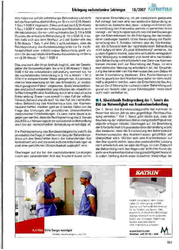 Vorschauseite 4: Erbringung nachstationärer Leistungen für Krankenhäuser gemäß § 115 a SGB V durch niedergelassene Vertragsärzte