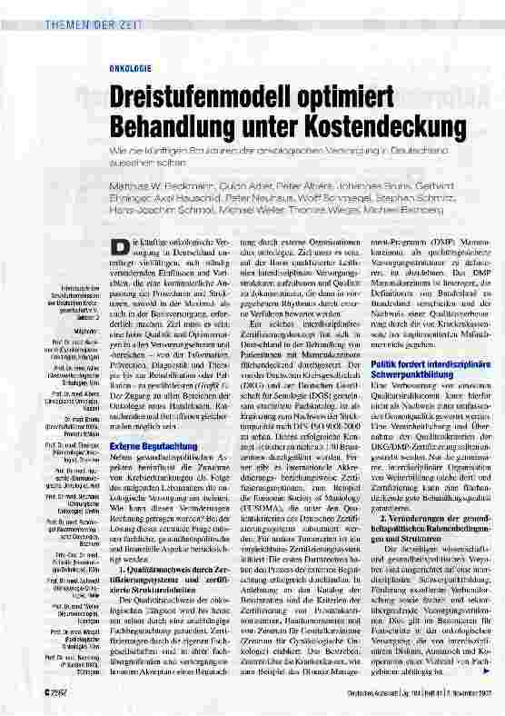 Vorschauseite 1: Dreistufenmodell optimiert Behandlung unter Kostendeckung