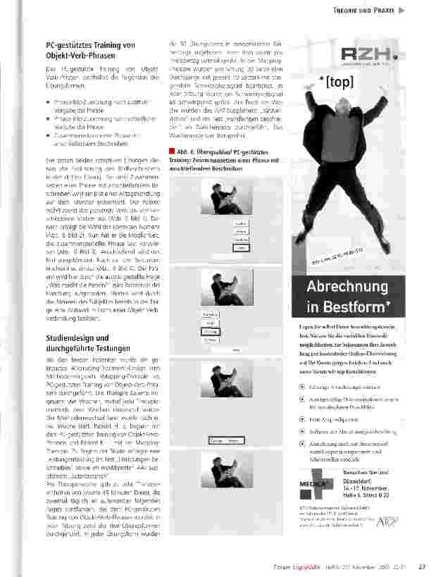 Vorschauseite 6: Mapping-Therapie und PC-gestütztes Training von Objekt-Verb-Phrasen - eine komparative Studie