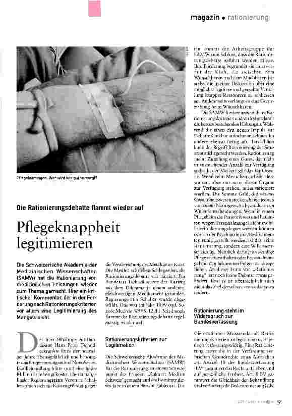 Vorschauseite 1: Pflegeknappheit legitimieren