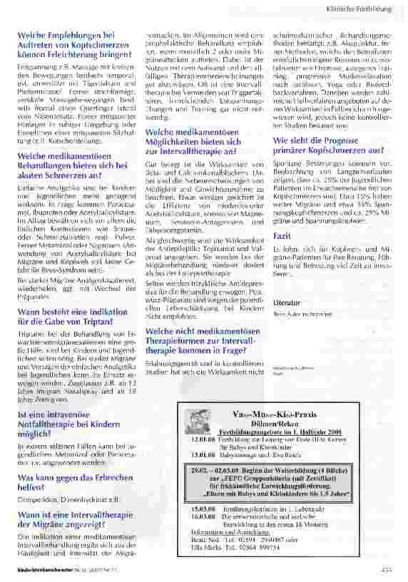 Vorschauseite 4: Migräne und Kopfschmerzen in der pädiatrischen Praxis