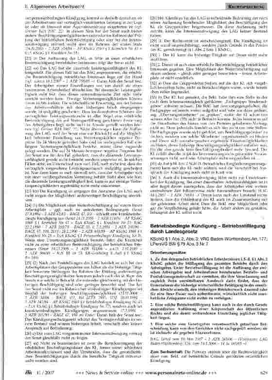 Vorschauseite 3: Ordentliche krankheitsbedingte Kündigung -dauernde Arbeitsunfähigkeit