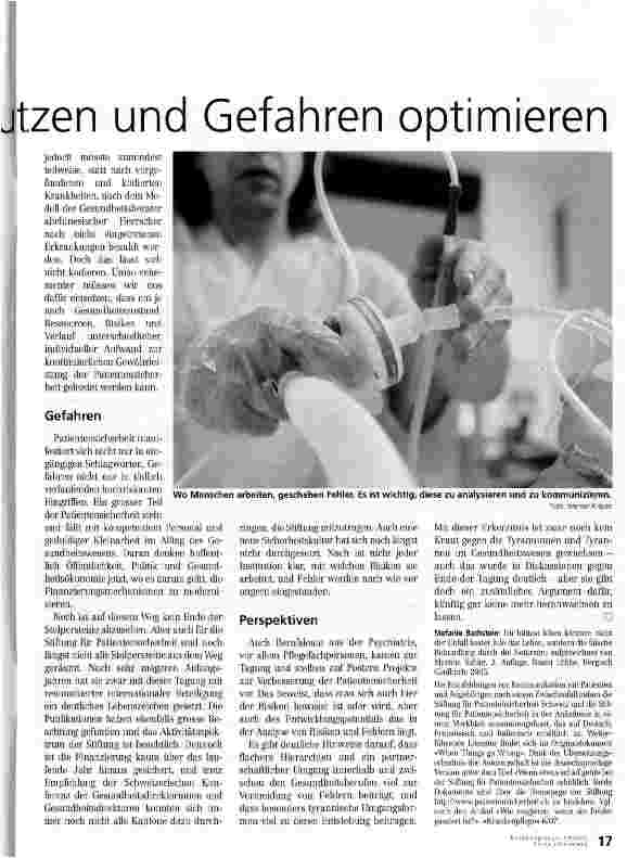 Vorschauseite 2: Patientensicherheit Hochrisikobetrieb Spital: Nutzen und Gefahren optimieren