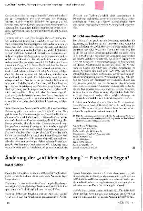 Vorschauseite 4: Arzneimittelverordnung Off-Label Vertragsärzte zwischen Skylla und Charybdis