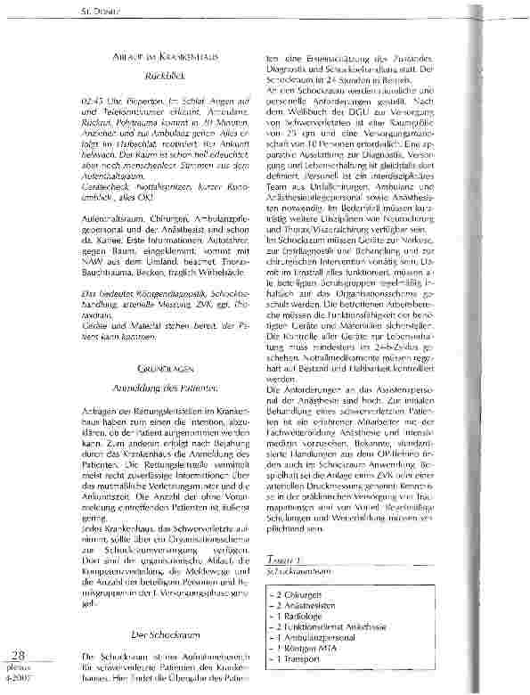 Vorschauseite 6: Präklinische und klinische Versorgung schwerverletzter Patienten aus Sicht von Rettungsassistenten und Anästhesiepflegepersonal