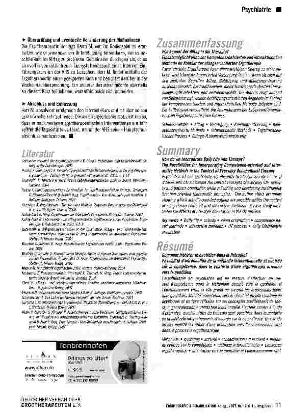 Vorschauseite 6: Wie kommt der Alltag in die Therapie?