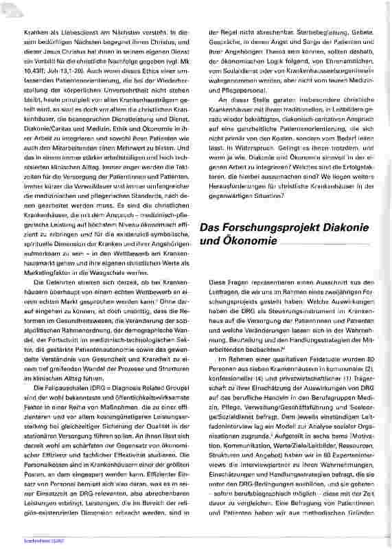 Vorschauseite 2: Diakonie und Ökonomie