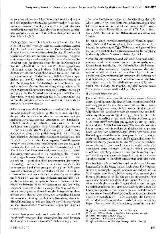 Vorschauseite 5: Arzneimittelversand an deutsche Endverbraucher durch Apotheken aus dem EU-Ausland
