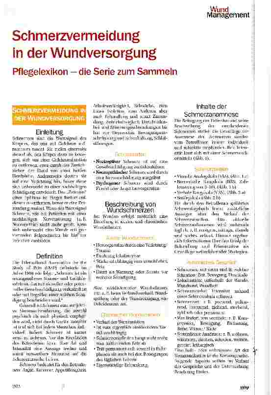 Vorschauseite 1: Schmerzvermeidung in der Wundversorgung Pflegelexikon —die Serie zum Sammeln