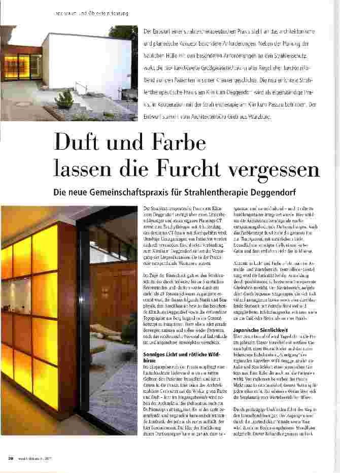 Vorschauseite 1: Duft und Farbe lassen die Furcht vergessen. Die neue Gemeinschaftspraxis für Strahlentherapie Deggendorf