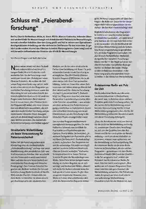 Vorschauseite 1: Schluss mit „Feierabendforschung“