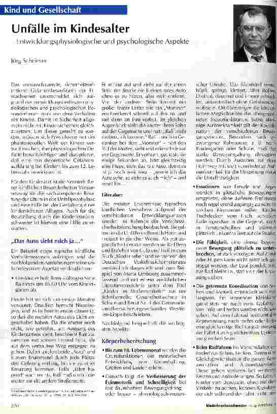 Vorschauseite 1: Unfälle im Kindesalter - Entwicklungsphysiologische und psychologische Aspekte