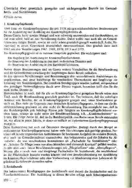 Vorschauseite 1: Übersicht über gesetzlich geregelte und nichtgeregelte Berufe im Gesundheitsund Sozialwesen