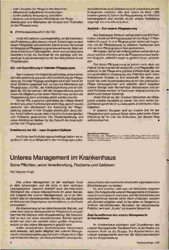 Vorschauseite 1: Unteres Management im Krankenhaus