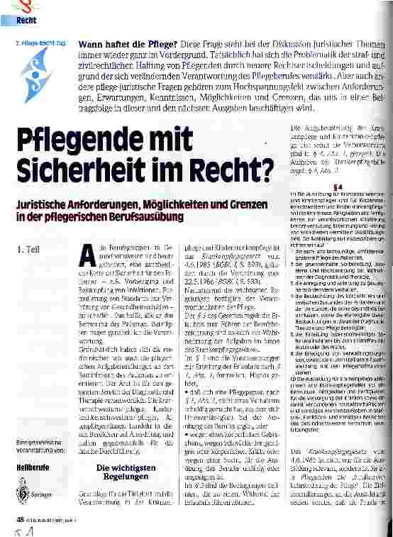 Vorschauseite 1: Pflegende mit Sicherheit im Recht?