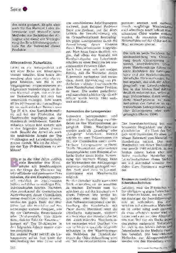 Vorschauseite 3: Schutzhandschuhe aus Latex 5. Folge (Schluß): Alternative Handschuhmaterialien und der Aspekt des Hautschutzes