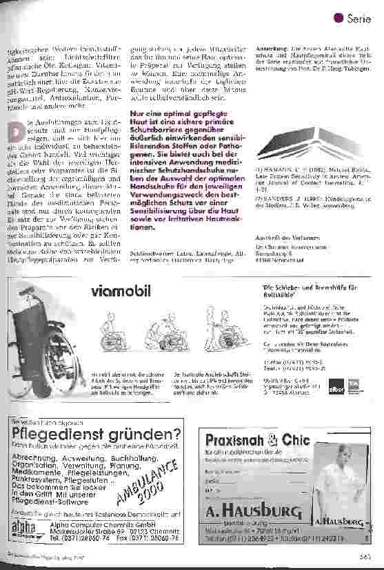 Vorschauseite 6: Schutzhandschuhe aus Latex 5. Folge (Schluß): Alternative Handschuhmaterialien und der Aspekt des Hautschutzes