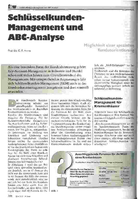 Vorschauseite 1: Schlüsselkunden-Management und ABC-Analyse Möglichkeit einer speziellen Kundenorientierung
